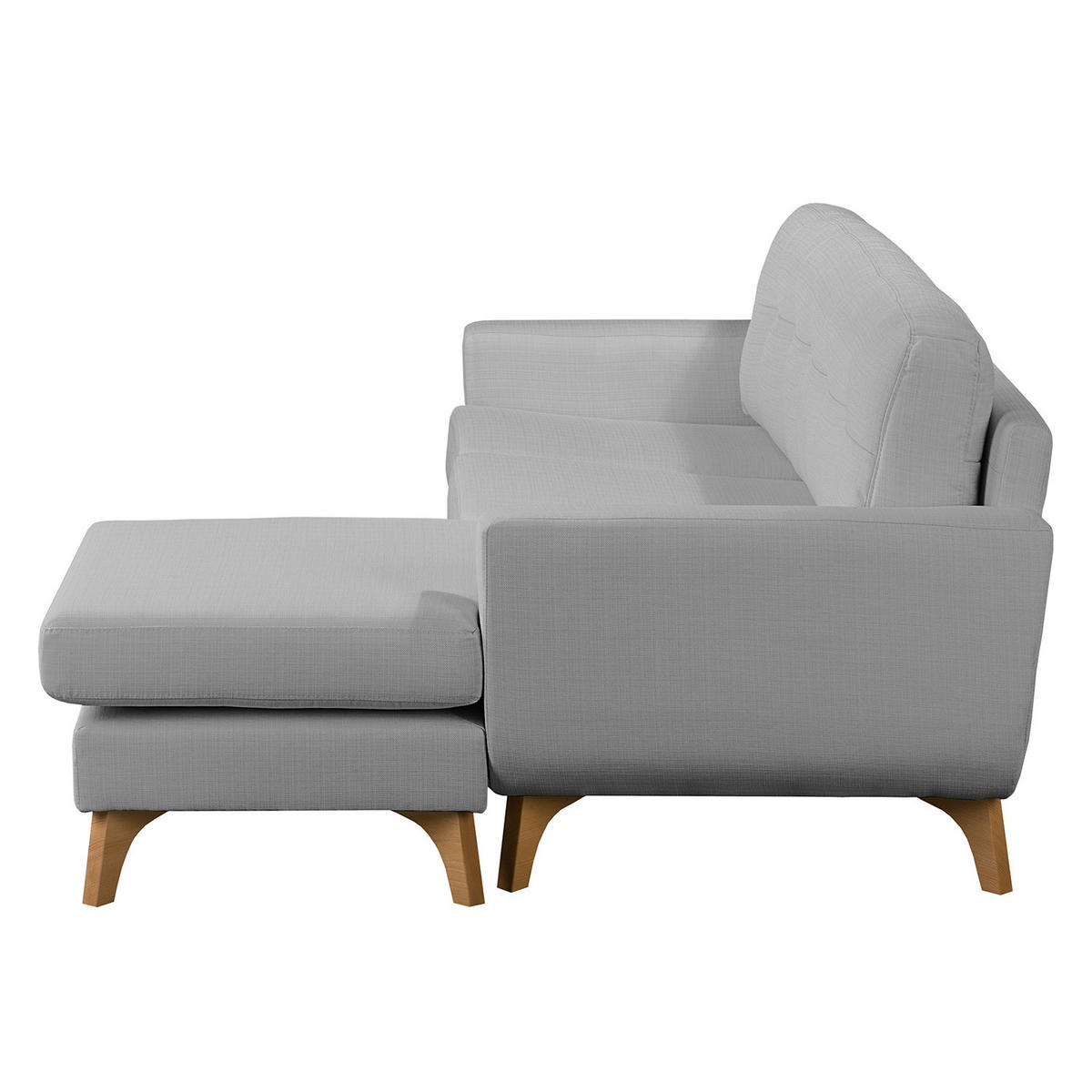 ECKSOFA mit Longchair - Strukturstoff - Grau, Textil (208/150cm) - home24