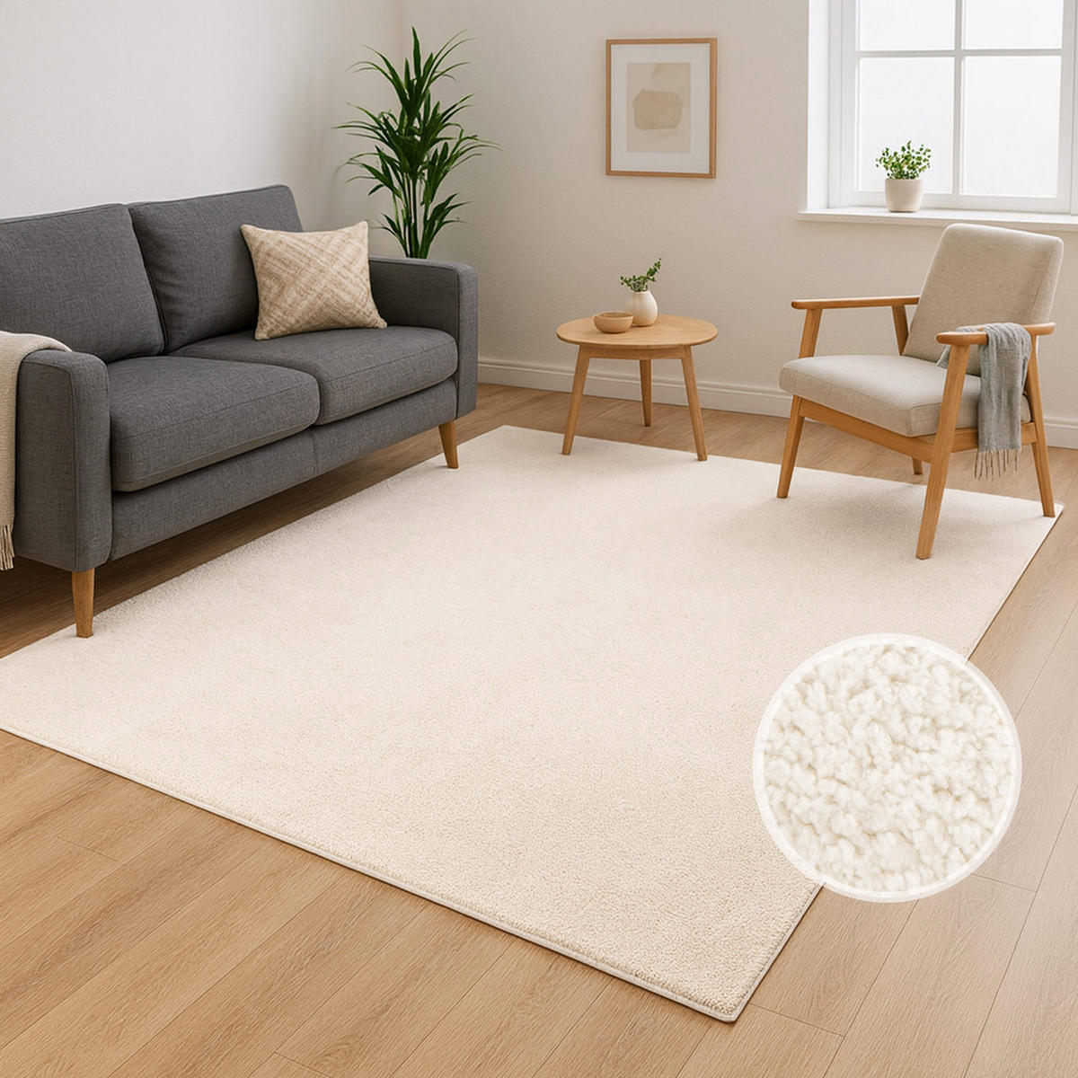 KURZFLOR-TEPPICH Calma 200 Creme 120x160 cm - Creme, Kunststoff/Textil (120/160cm) - carpet city