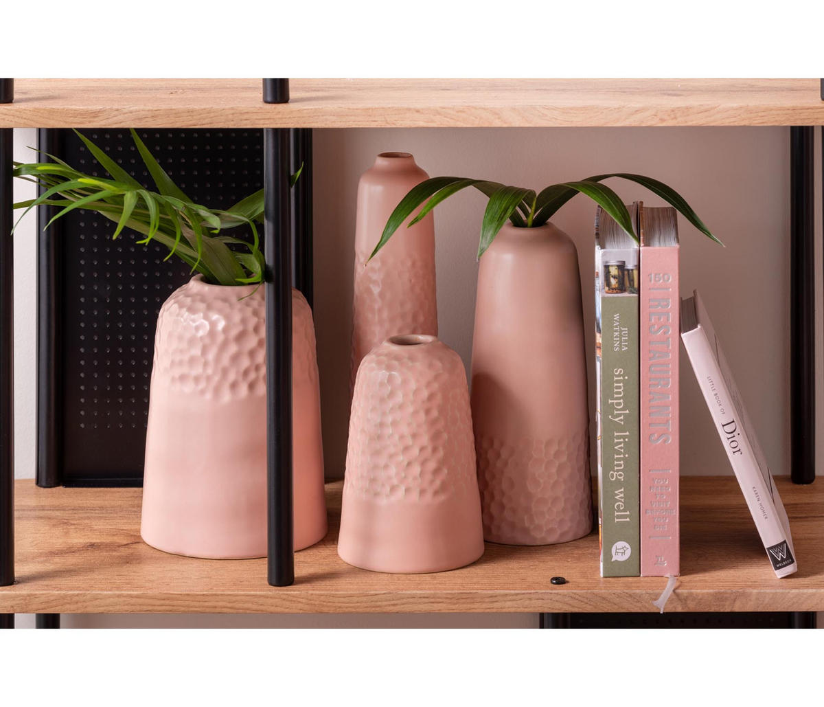 VASE Carve Rosa 14/14/18.5 cm - Pink, Keramik (18.5cm) - Present Time