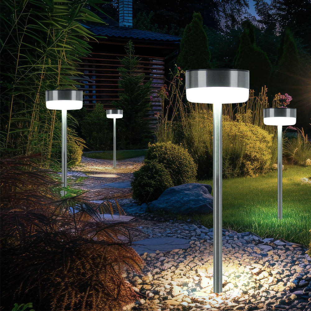 LED AUSSENLEUCHTE Edelstahl Silber 4er Set - Silberfarben, Metall (9/9/39cm)