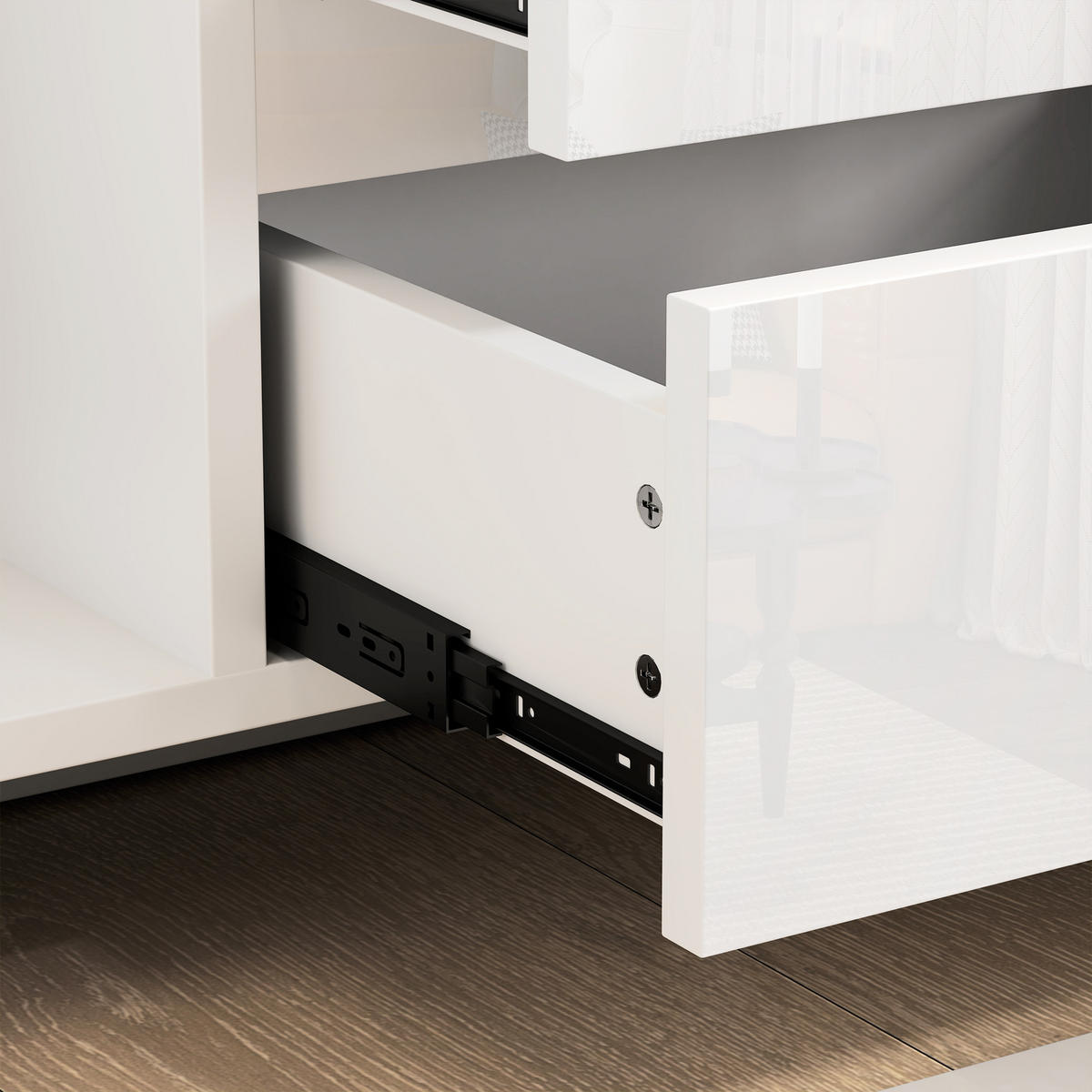 SIDEBOARD DE-11127 LED-Beleuchtung Weiß Hochglanz - Weiß Hochglanz, Holzwerkstoff (120/80/34cm) - ComfortXL