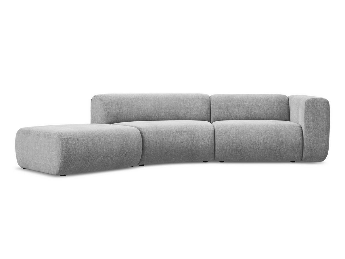 4-SITZER-SOFA Chenille Stoff Grau - Hellgrau/Schwarz, Kunststoff/Textil (335/70/166cm) - Makamii