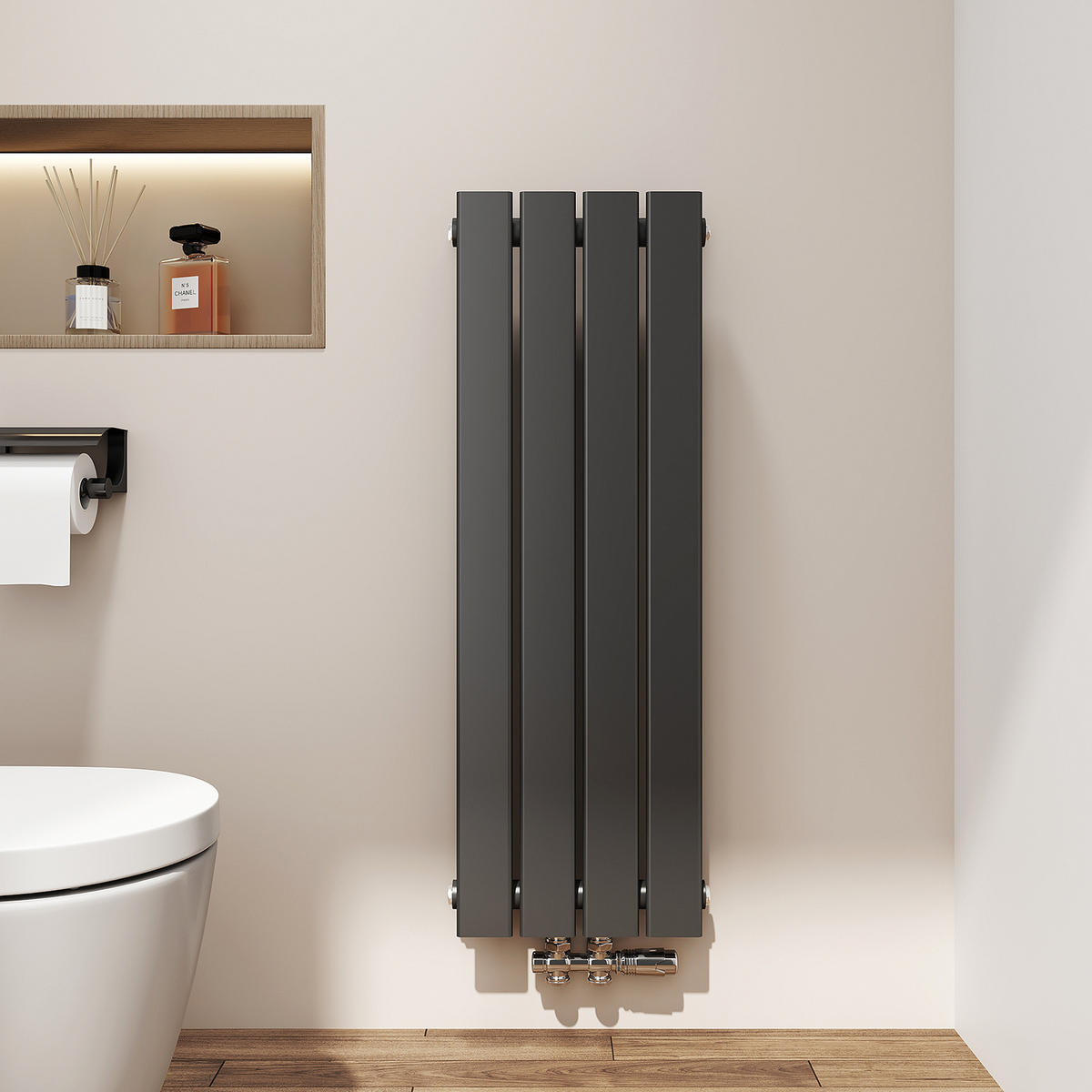 HEIZKÖRPER Flachheizkörper Schwarz 90/30/4,9 cm - Anthrazit, Metall (30/90/4.9cm) - EMKE