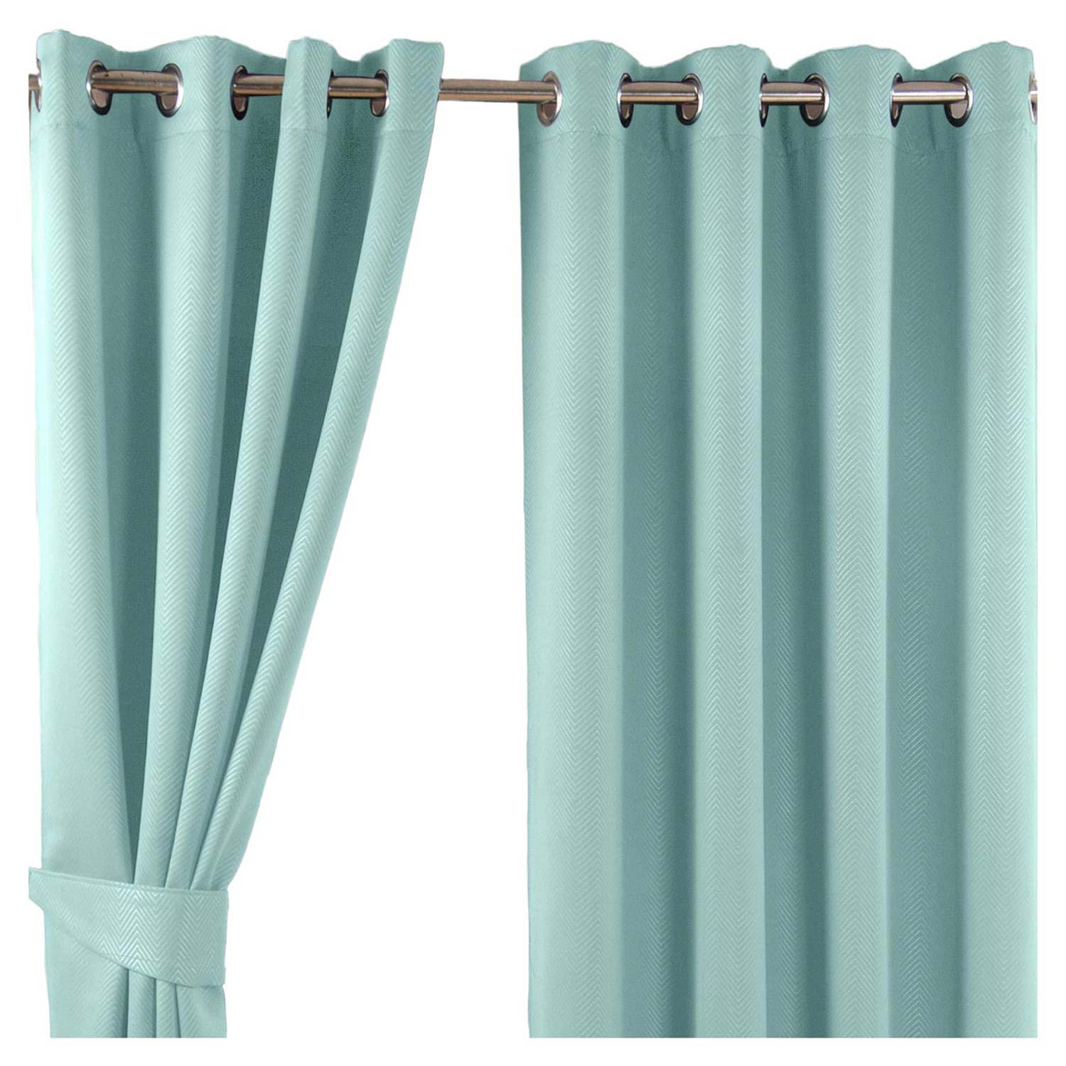 VERDUNKELUNGSVORHÄNGE Fischgrät mit Thermo-Funktion, Ösen 228/228 cm - Pastellblau, Textil (228/228cm) - Homescapes