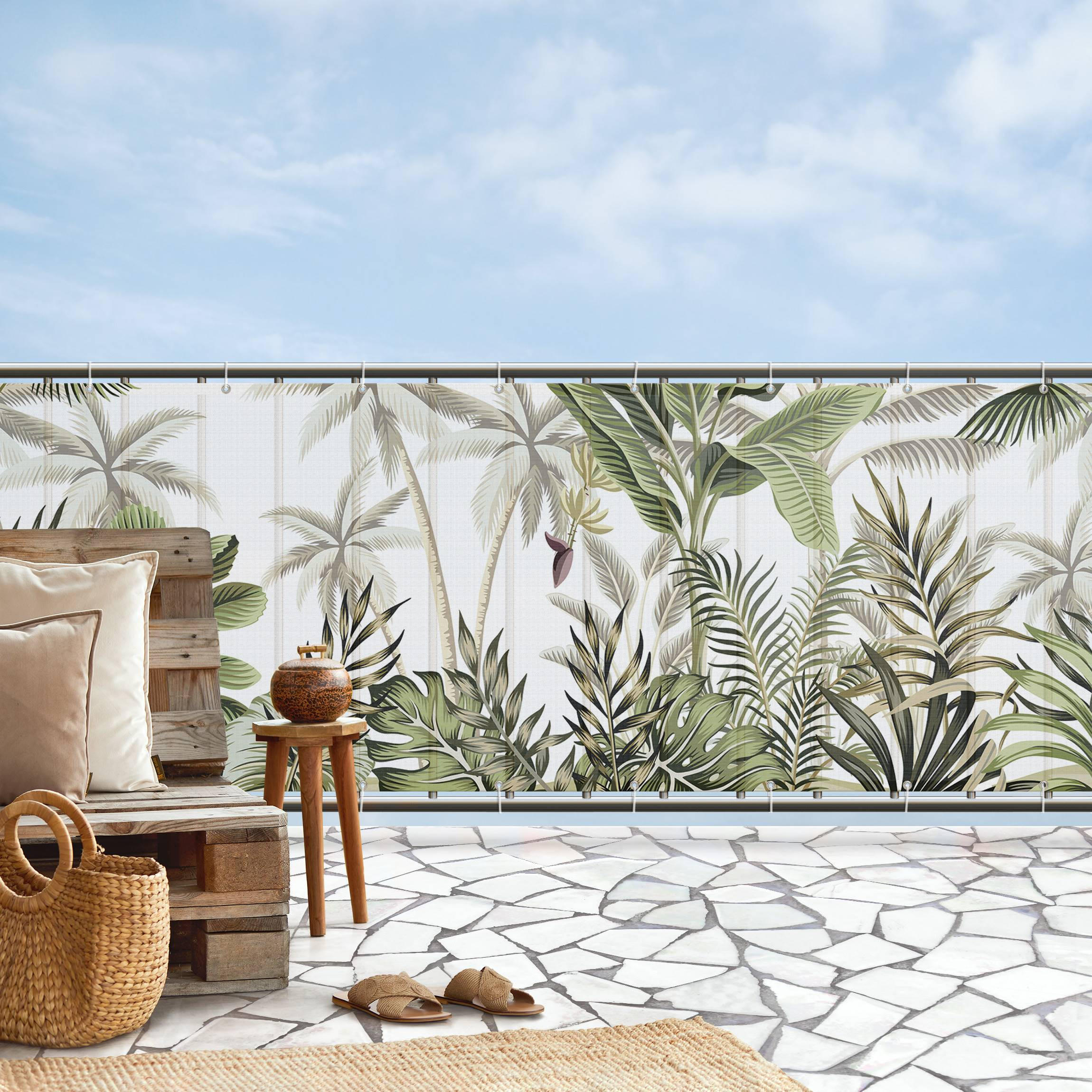 Thumbnail - Bilderwelten Balkon, Grün, Kunststoff, Baum/Pflanze/Natur, Rechteckig, 200x90 cm, Sonnen- & Sichtschutz, Sichtschutz Gar...