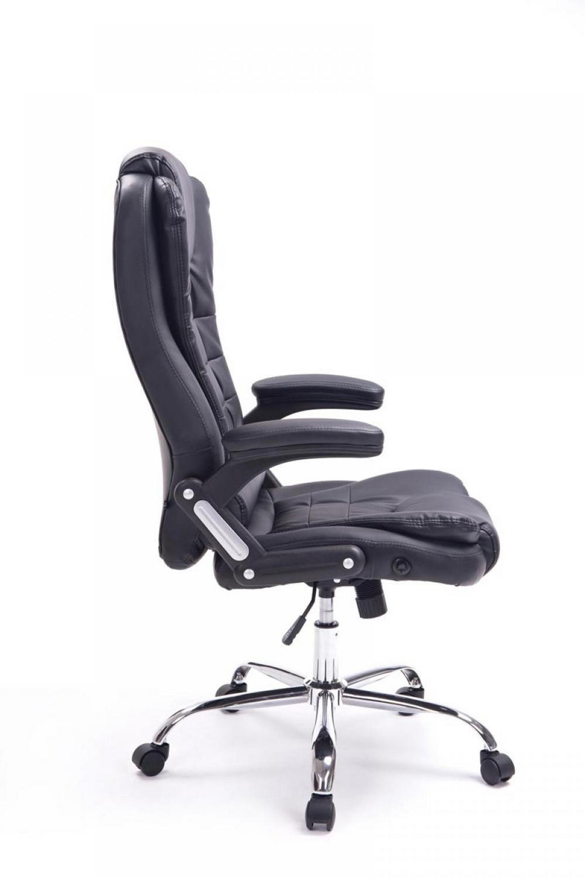 CHEFSESSEL Lederlook schwarz - Chromfarben/Schwarz, Textil/Metall (69.5/113/78cm) - CLP