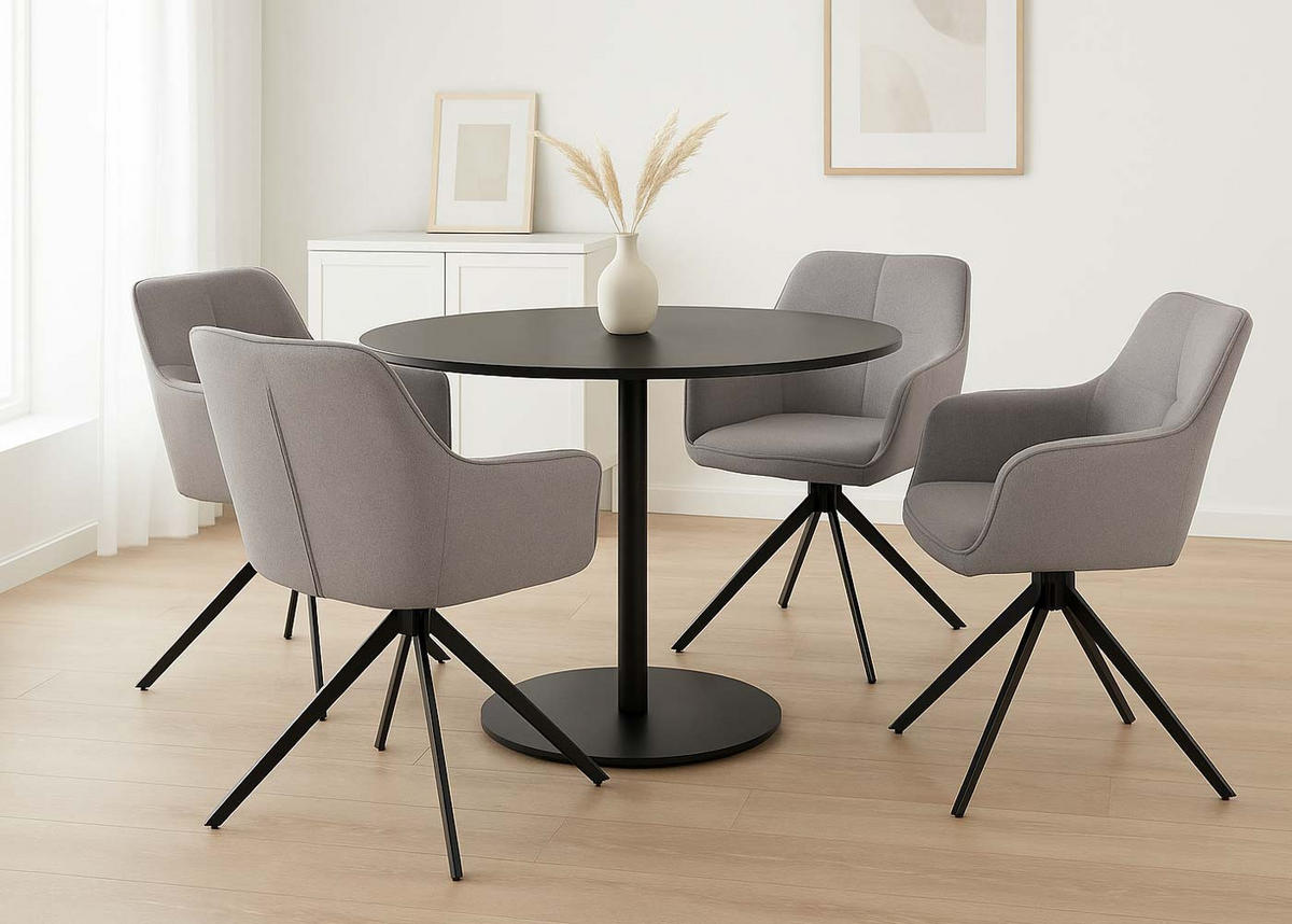 JÍDELNÍ ŽIDLE Černá, světle šedá, sada 2 ks - černá/světle šedá, textil (53/80/59cm) - MCW