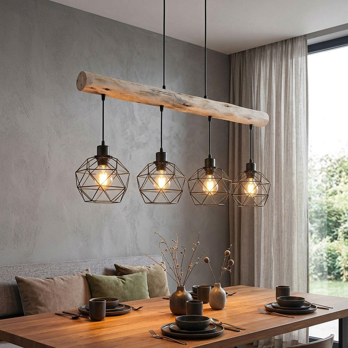 LED HÄNGELEUCHTE Holz Braun - Braun, Holz (85/18/120cm) - Globo Lighting