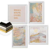 WANDBILDER 4er-Set - 50x50 cm & 40x60 cm Weißer Rahmen - Abstrakte Pastellmuster - Weiß, Kunststoff (50/50cm) - ArtPrintCave
