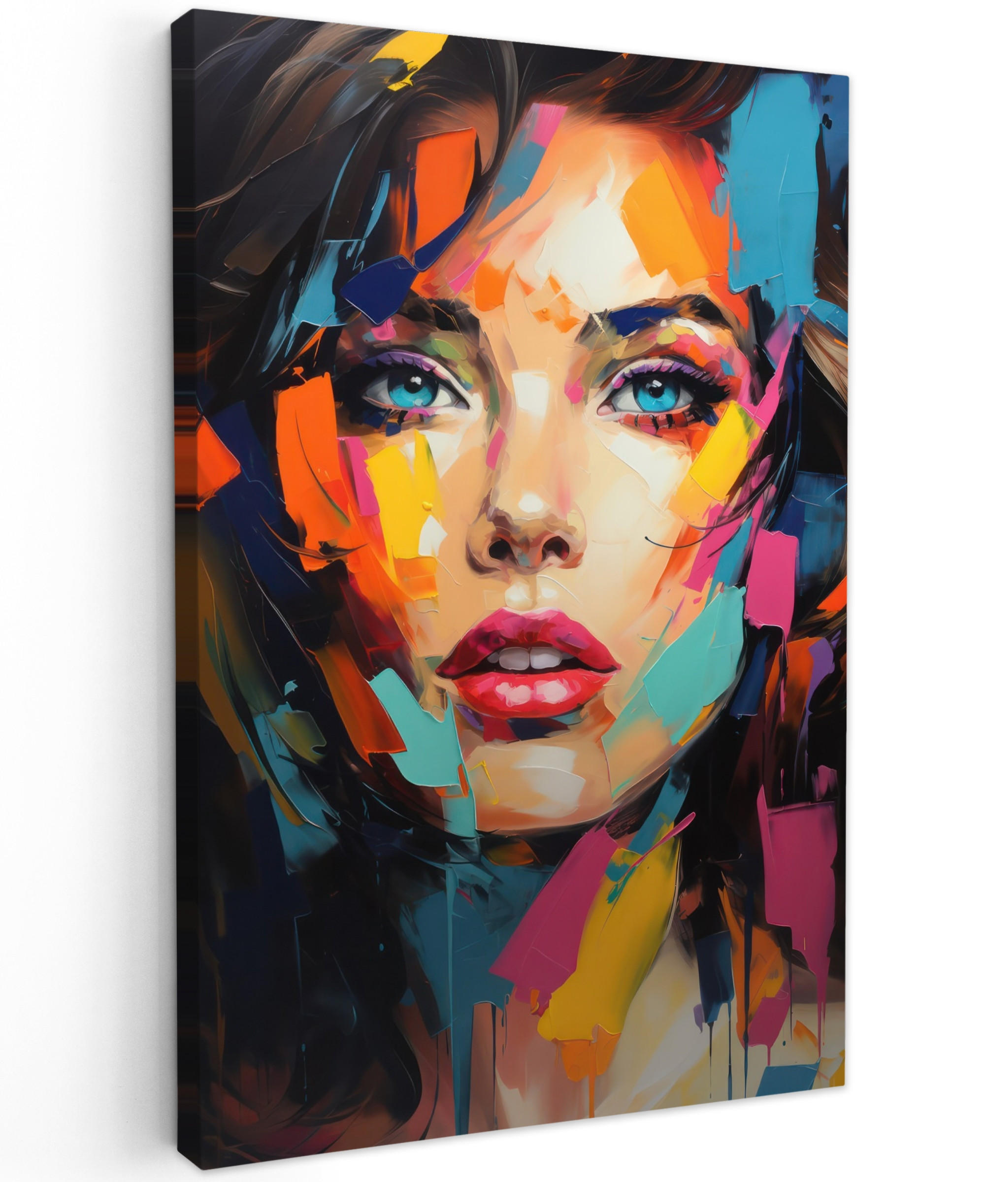 LEINWANDBILD Frau - Porträt - Farbenfroh - Kunst 40x60 cm - Multicolor, Textil (40/60cm) - MuchoWow