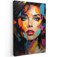 LEINWANDBILD Frau - Porträt - Farbenfroh - Kunst 40x60 cm - Multicolor, Textil (40/60cm) - MuchoWow