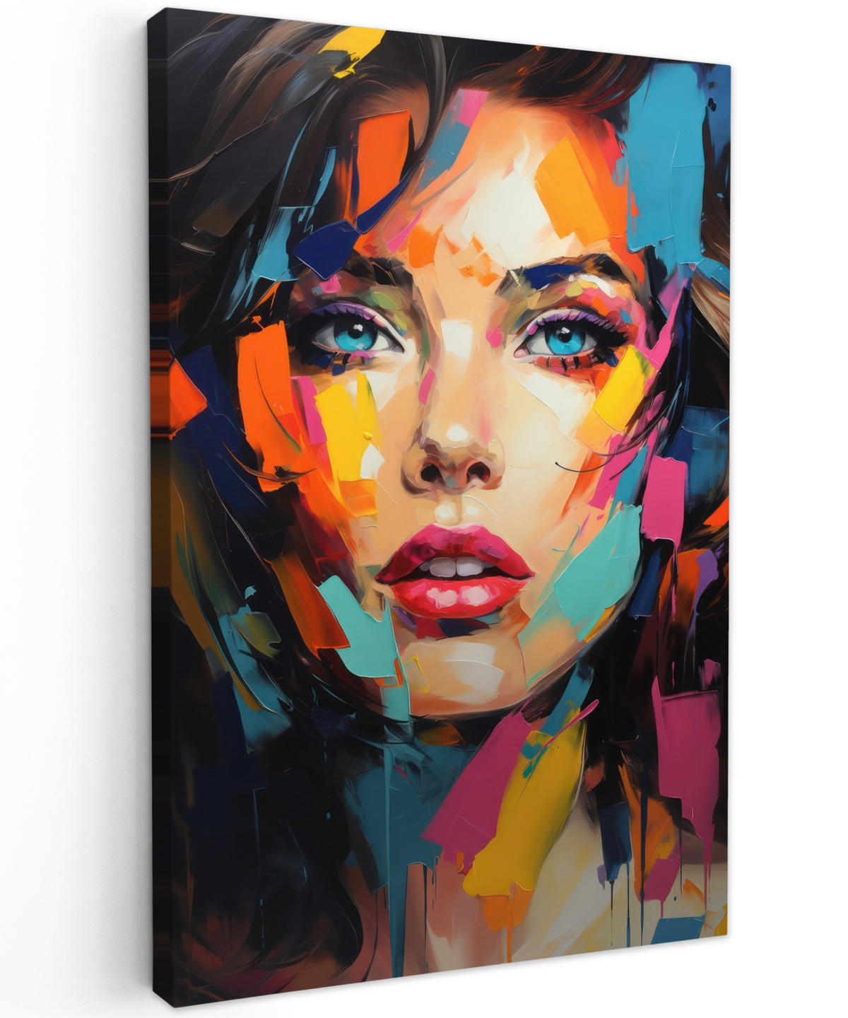 LEINWANDBILD Frau - Porträt - Farbenfroh - Kunst 40x60 cm - Multicolor, Textil (40/60cm) - MuchoWow