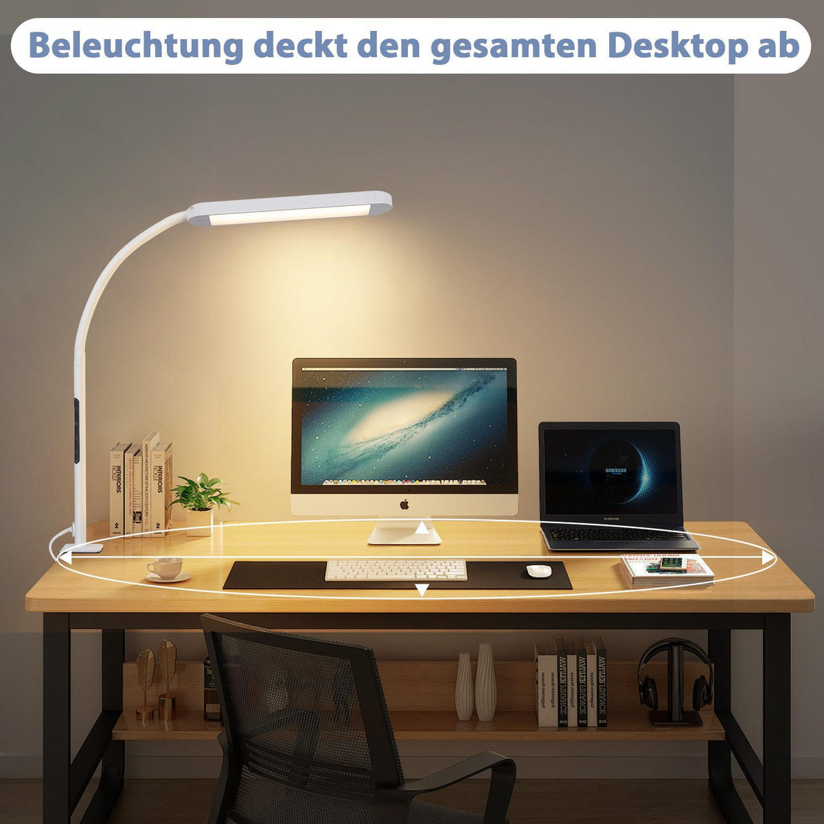 ROZMĚRY LED stolní lampy 56,5/51,5/1,9 cm - černá, kov (56.5/51.5/1.9cm) - Nettlife
