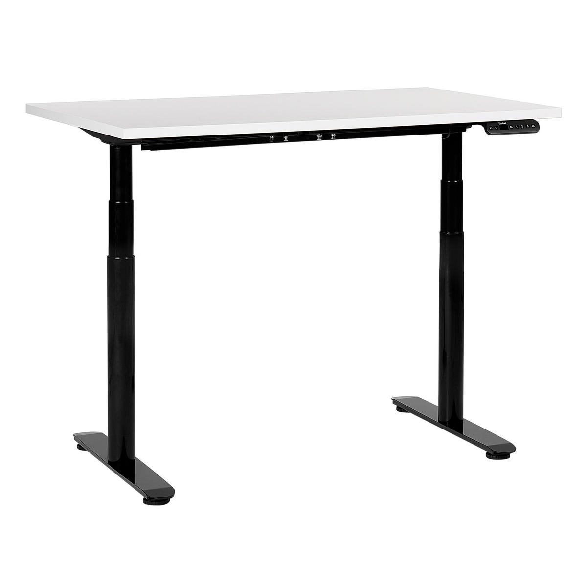 SCHREIBTISCH weißschwarz 120/72 cm elektrisch höhenverstellbar Destin IV - Schwarz/Weiß, Holz (72/120/67cm) - Beliani