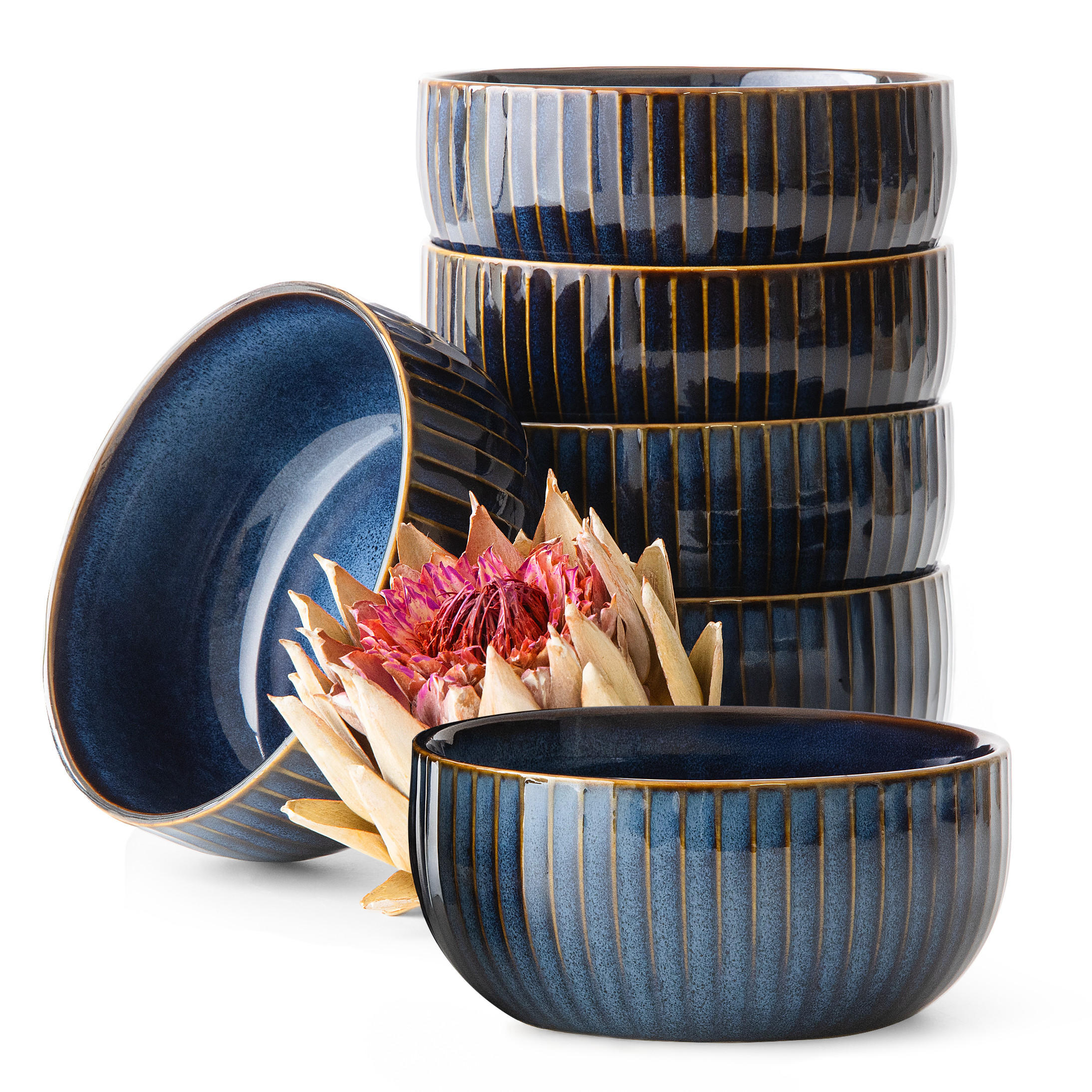 SCHALE AD STRIPES, 6-tlg - Dunkelblau, Keramik - KONSIMO®