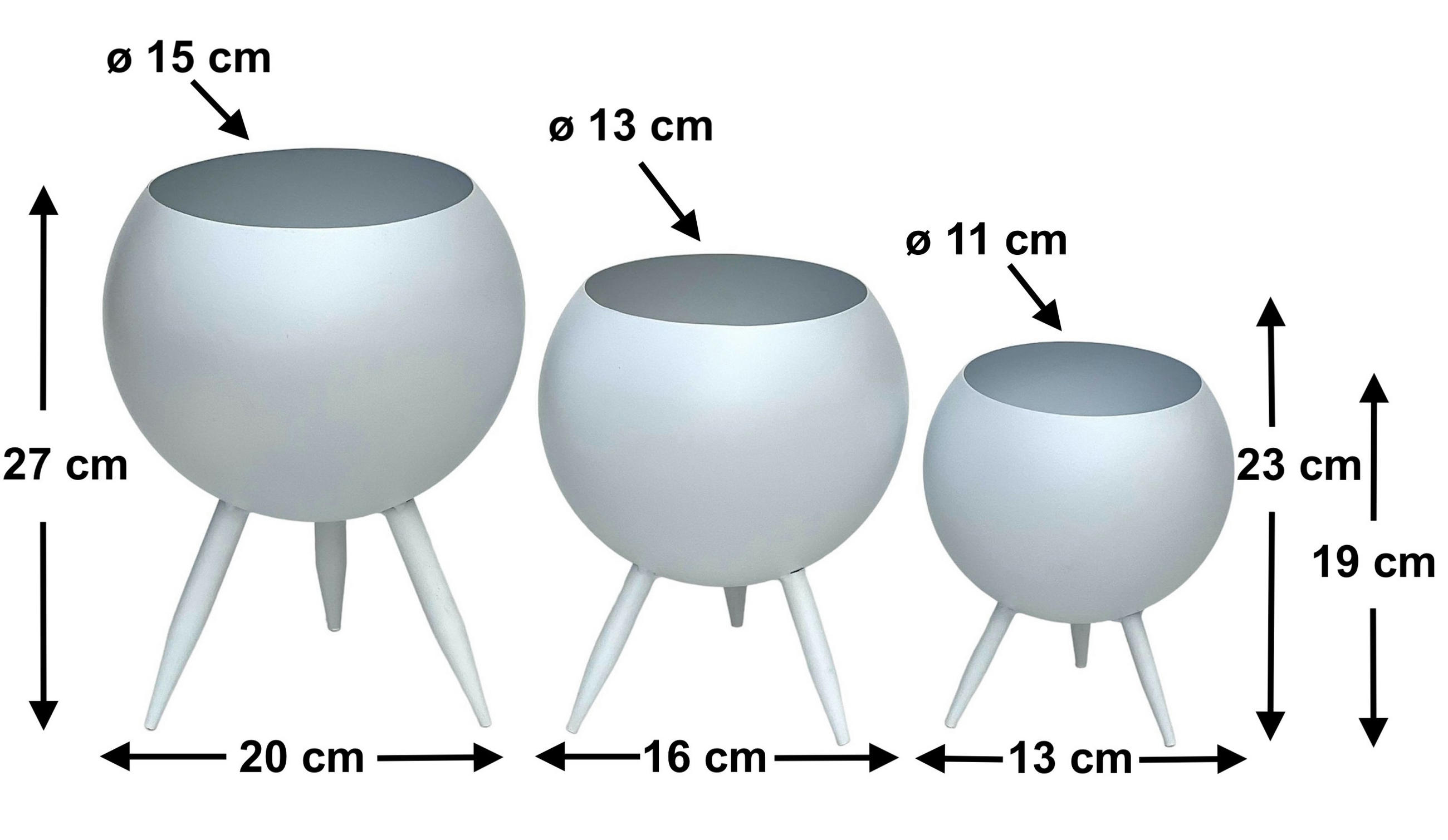 BLUMENHOCKER 3er Set Metall mit Topf Weiß - Weiß, Metall (20/27/20cm) - DanDiBo
