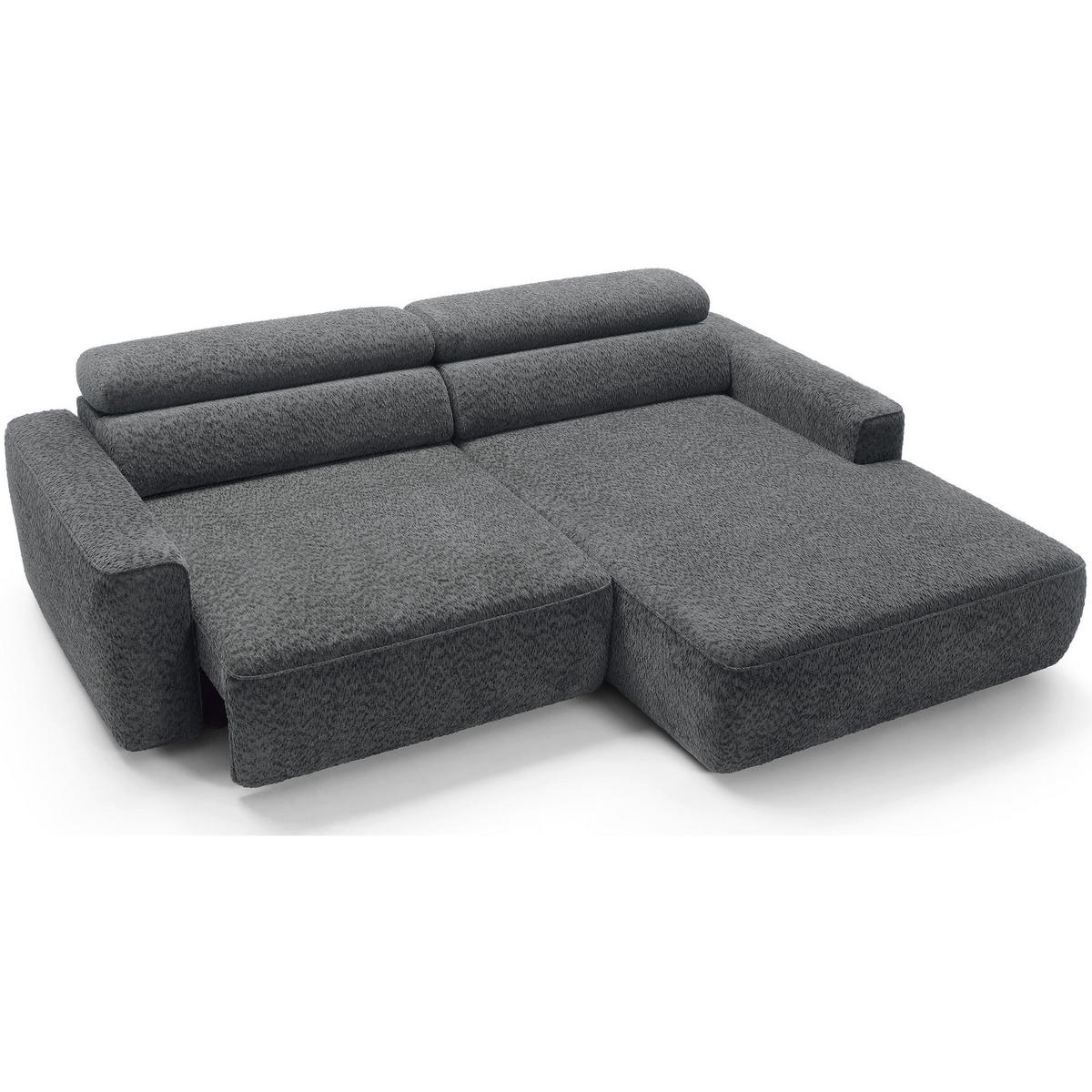 ROHOVÁ pohovka Fando s elektricky výsuvným sedákem, tmavě šedý ženil - černá/tmavě šedá, textil/plast (182/252cm) - Selsey