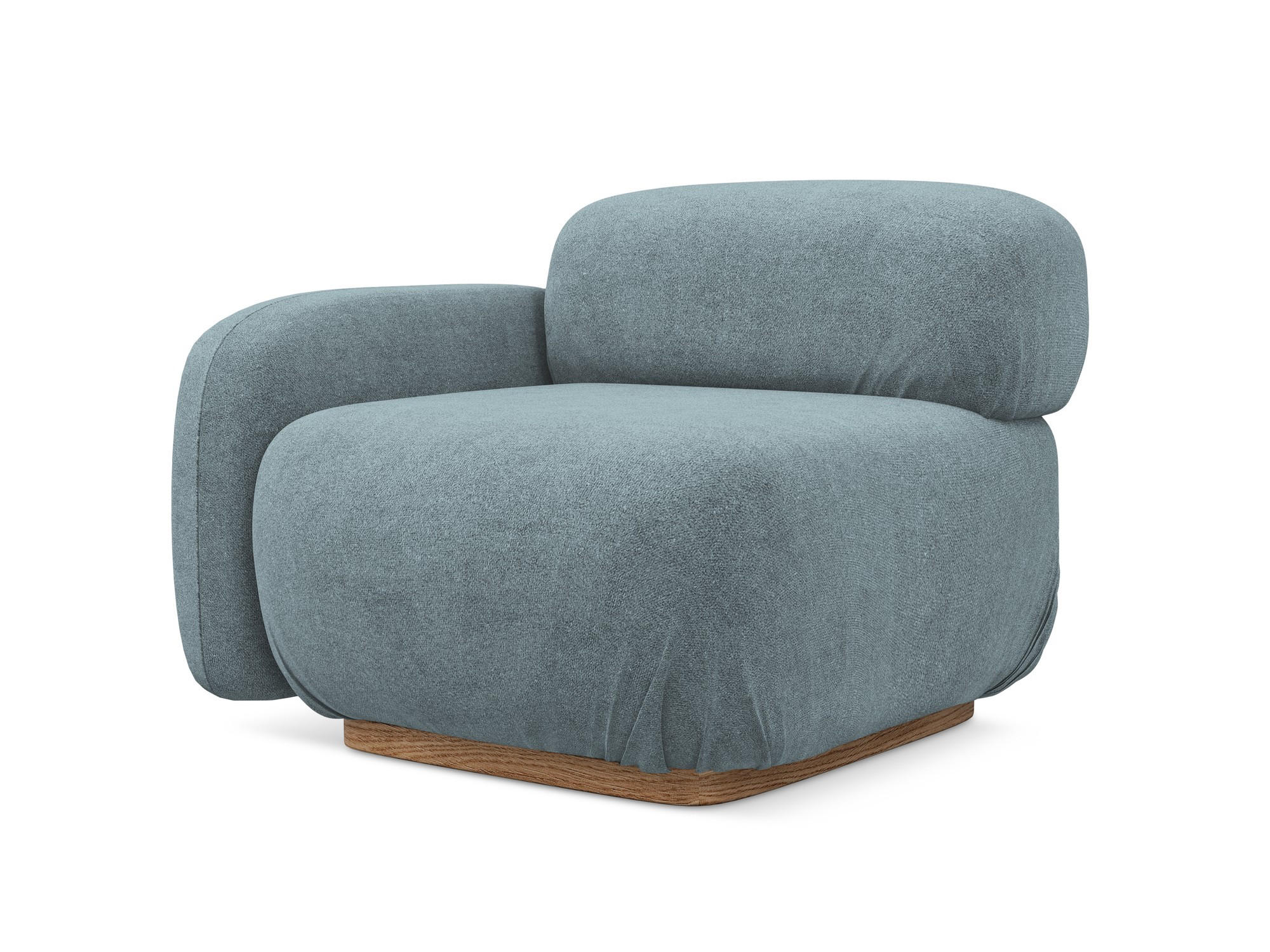 SOFAELEMENT Links Bouclé Stoff Blau - Blau/Blaugrau, Holz/Textil (95/73/95cm) - Makamii