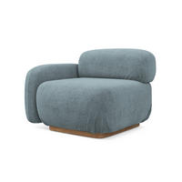 SOFAELEMENT Links Bouclé Stoff Blau - Blau/Blaugrau, Holz/Textil (95/73/95cm) - Makamii