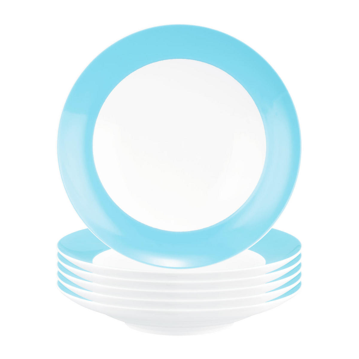 SUPPENTELLER Liberty Pure Colors Lagoon Blue ø 23,5 cm 6er Set - Blau, Keramik (23.6cm) - Seltmann Weiden