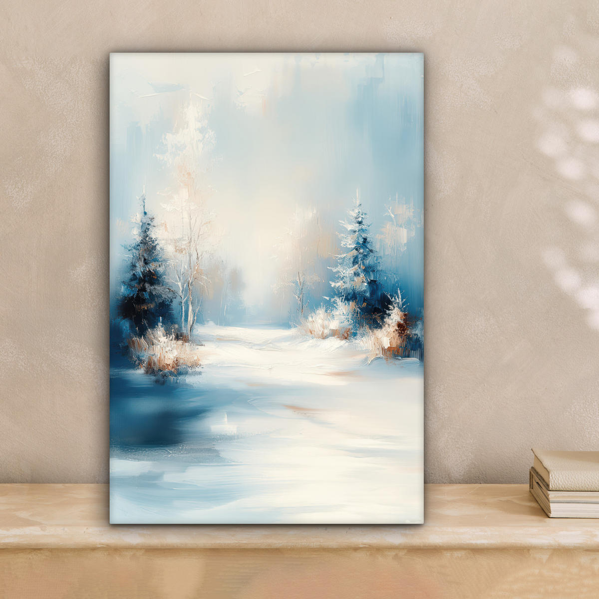 LEINWANDBILD Wald - Winter - Natur - Abstrakt - Schnee Deko Wohnzimmer 20x30 cm - Weiß, Textil (20/30cm) - MuchoWow