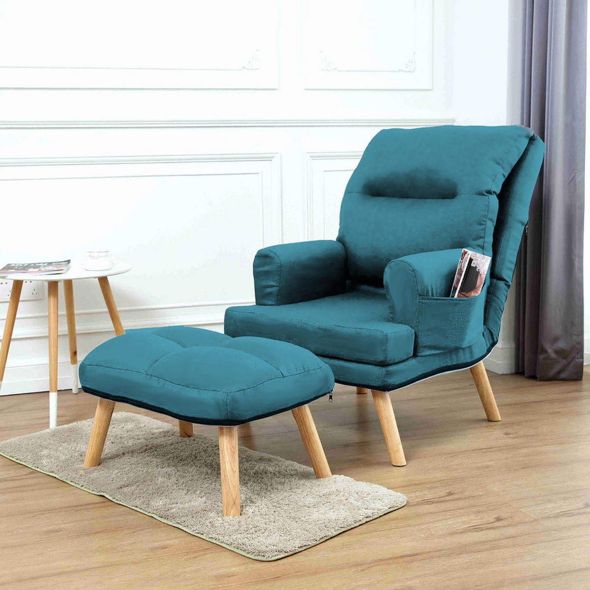 SESSEL Memo mit Fußhocker Rückenlehne 5-stufig einstellbar, türkis - Türkis, Kunststoff (107/95/66cm) - Margaret Hadas24