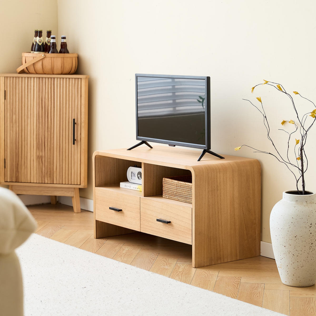TV-SCHRANK Rechteckig Grün 100 x 42 x 45 (cm) - Braun, Holz (80/45/40cm) - Nordlys