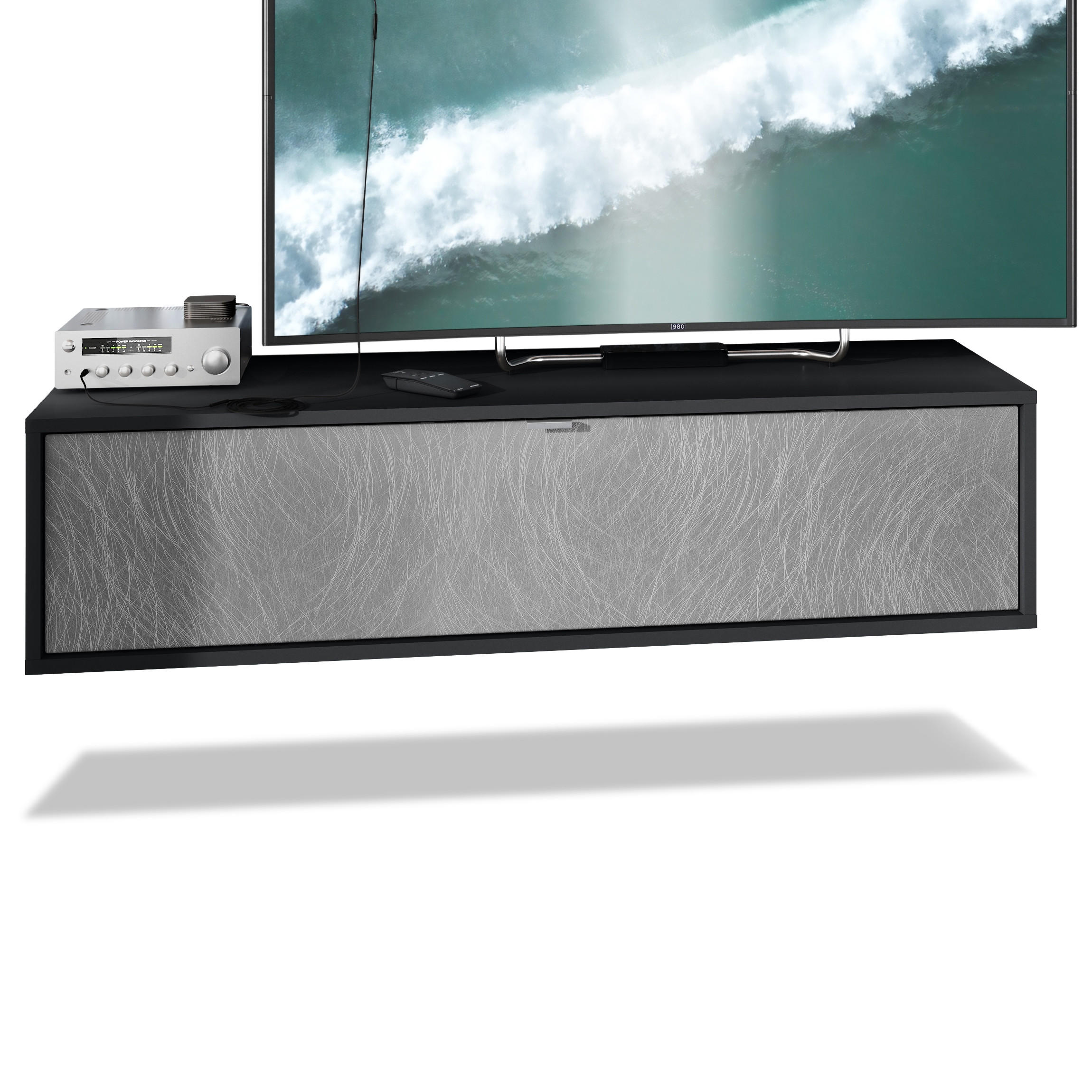 Vladon Lowboard Silber 120x29x37 cm