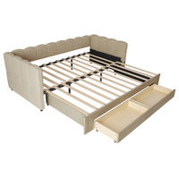 AUSZIEHBETT 90/180/200 cm DE-03060, mit 2 Schubladen, in Beige - Beige, Metall (90/200cm) - ComfortXL