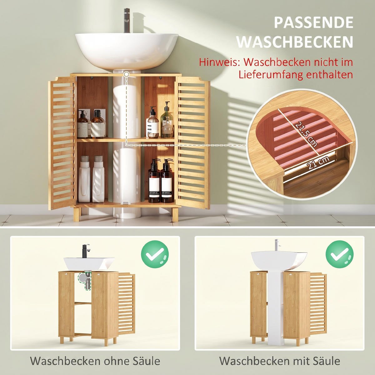 BADEZIMMERSCHRANK Naturfarben 30.0/60.0/80.0 cm - Naturfarben, Holz (60/80/30cm)