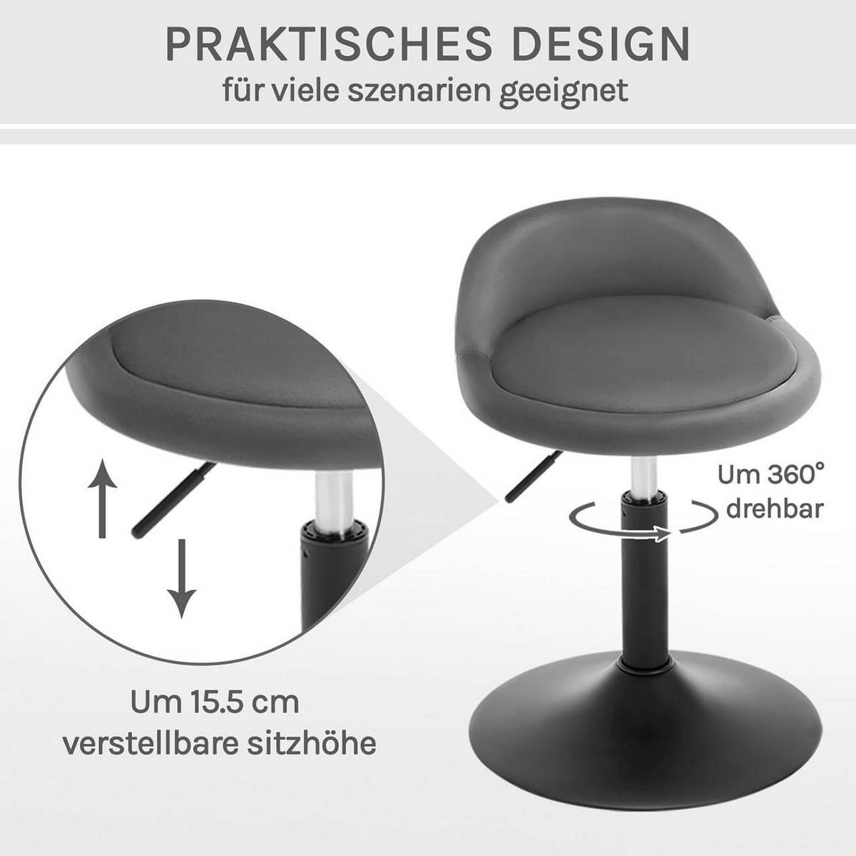 BARHOCKER 2er Set, Samt, Dunkelgrau+Schwarz - Dunkelgrau/Schwarz, Textil/Metall (38.5/49.5/43cm) - Woltu