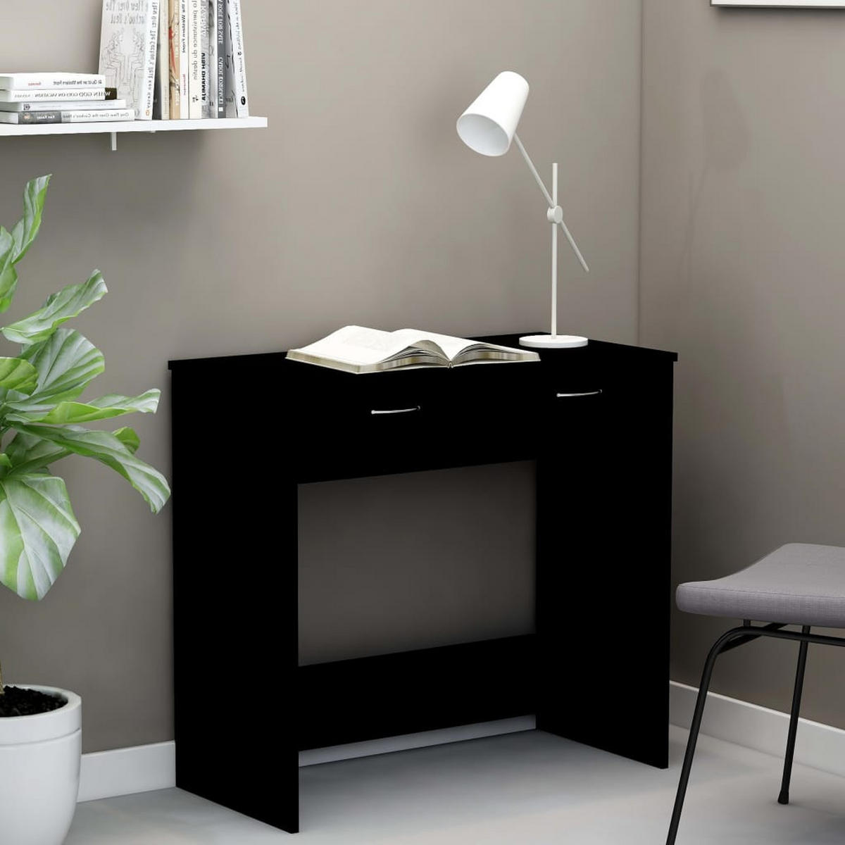 SCHREIBTISCH mit 2 Schubladen 80/40/75 cm aus Holzwerkstoff Schwarz - Schwarz, Holz (40/80/75cm) - vidaXL