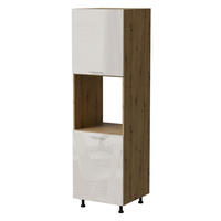 BACKOFENUMBAUSCHRANK Brerra D14/RU/2D RAL 9001 creme Hochglanz / Eiche Artisan Matt 60 / 59 / 207cm - Creme/Eiche Artisan, Holz/Holzwerkstoff (60/207/59cm) - Feldmann-Wohnen