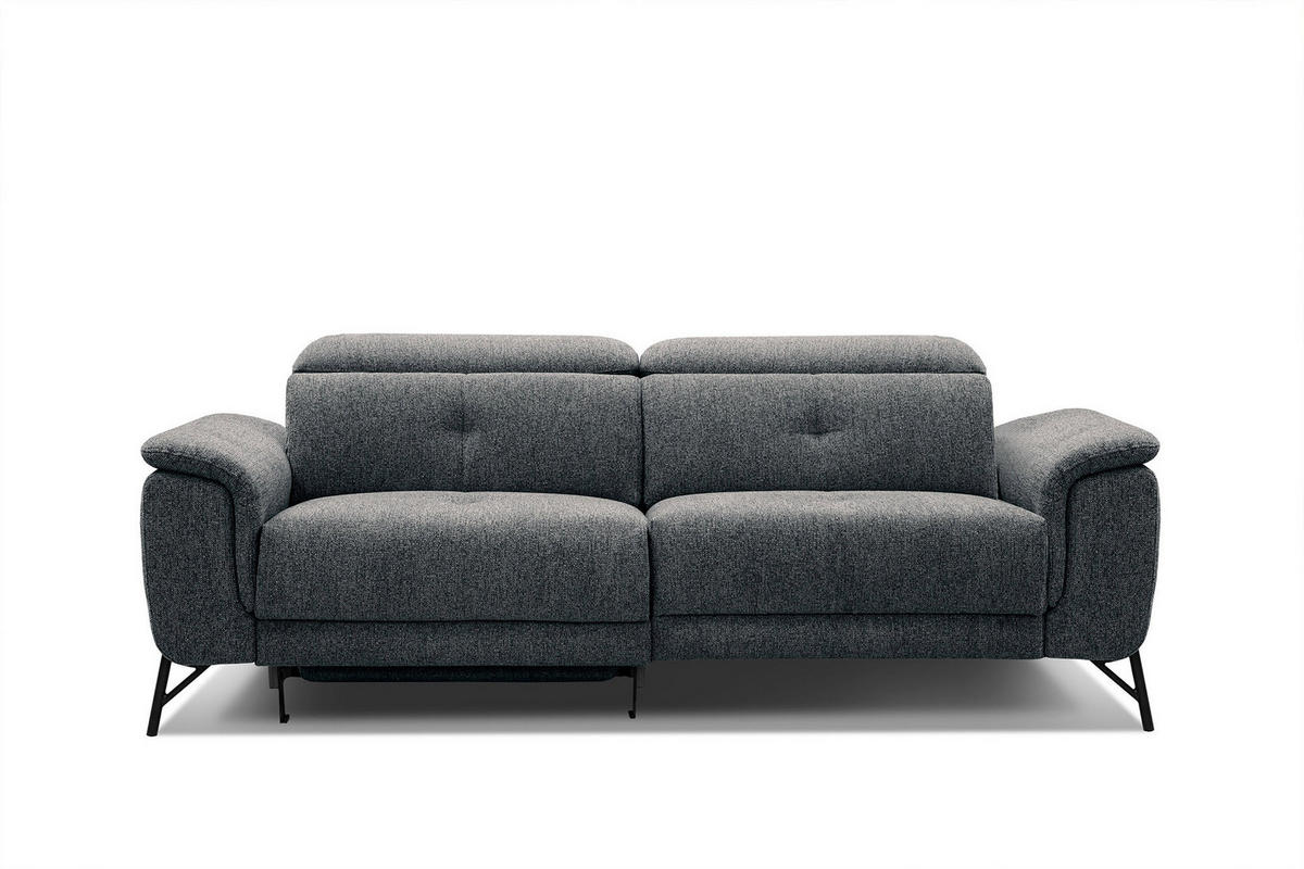SOFA AVENA 3-Sitzer mit 1 Relaxfunktion, dunkelgrau - Dunkelgrau, Holzwerkstoff/Textil (204/80/108cm) - Courtois Laville