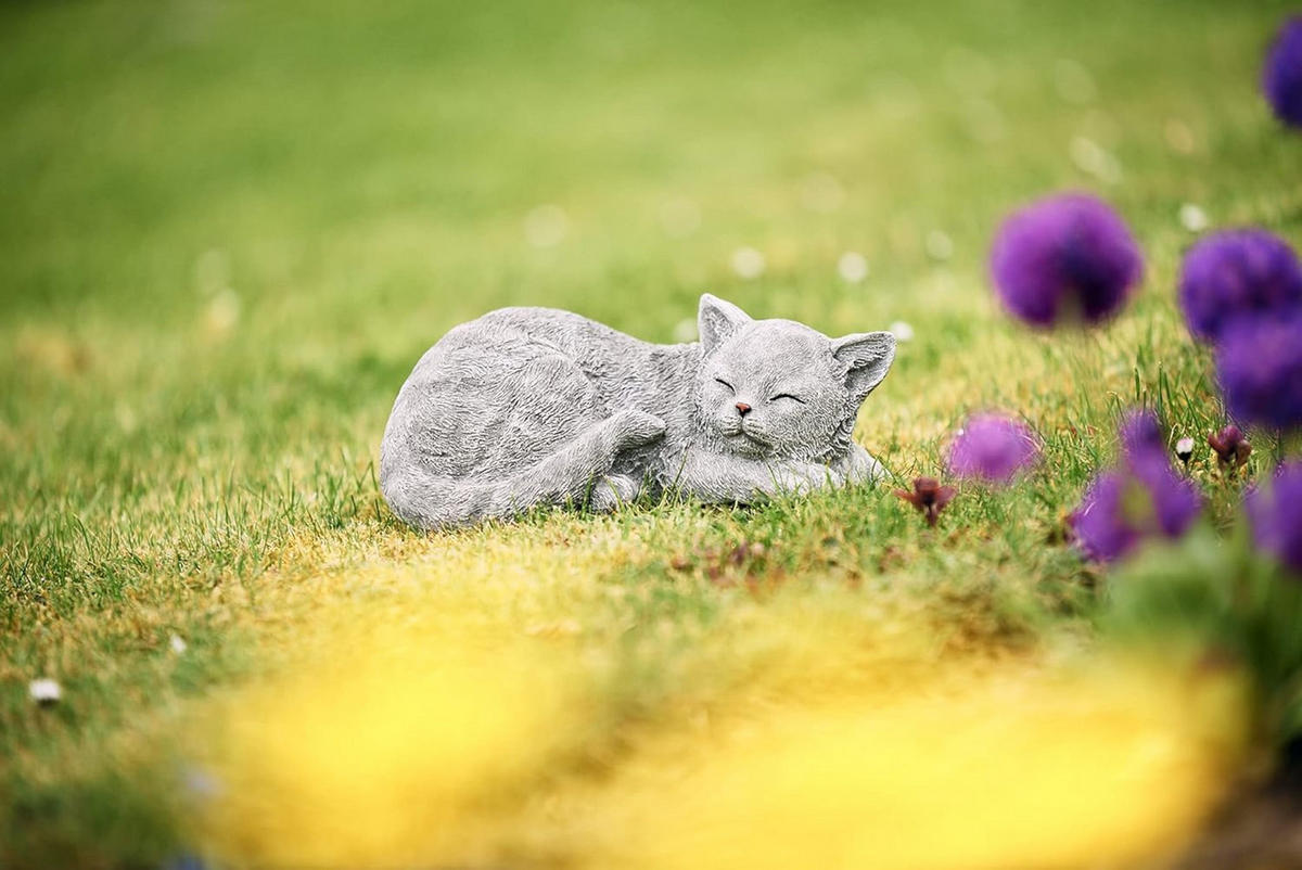 STEINFIGUR Katze Melina Steinguss frostfest wetterfest - Grau, Stein (23/10/12cm) - stoneandstyle