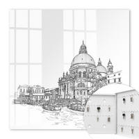 SCHLÜSSELBOX Weiß 30x30 cm – Türöffnung nach rechts - Venedig-Linien - Weiß, Metall (30/30/5cm) - TULUP