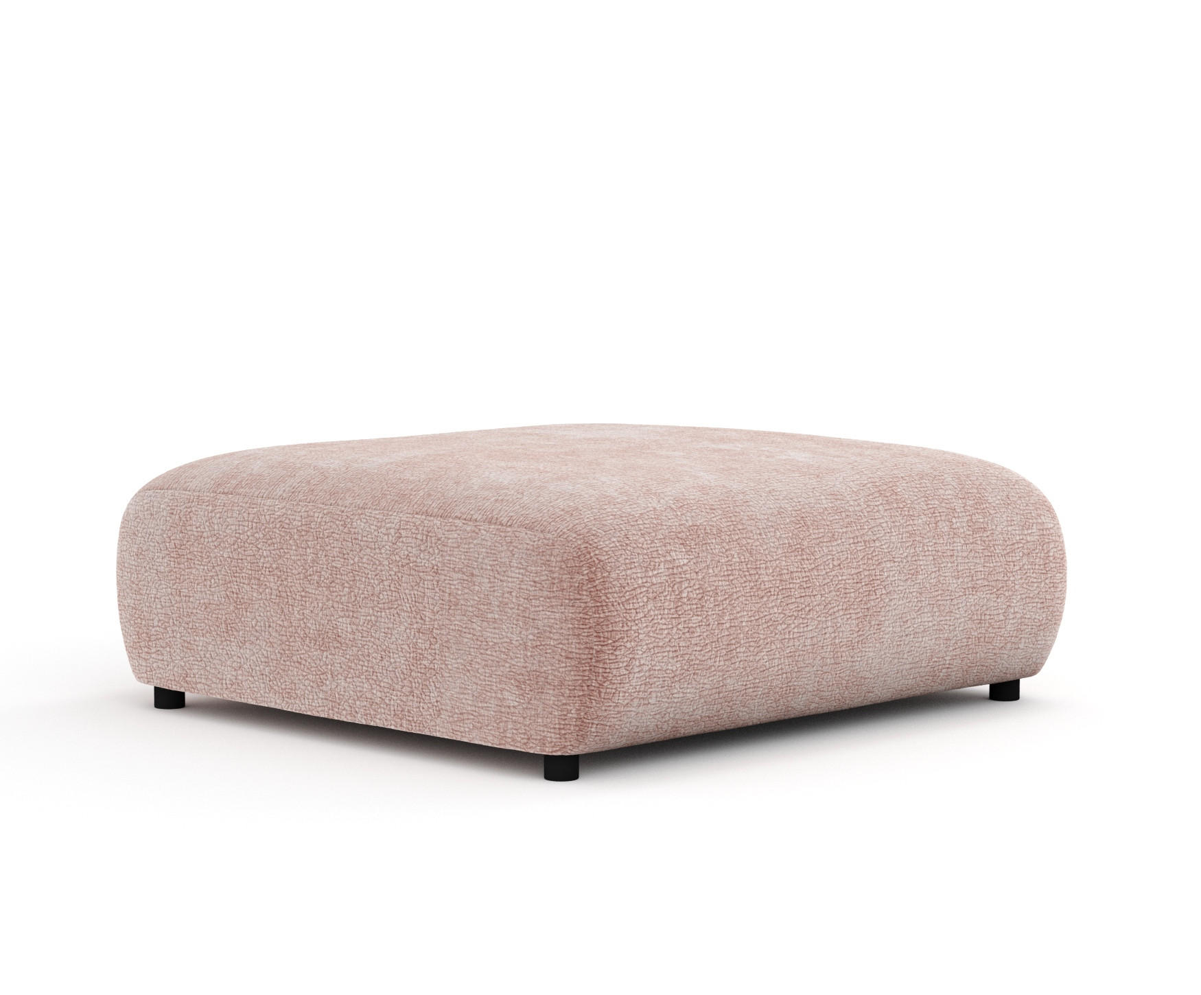 POUF L Zanzibar Rosa Chenille - Schwarz/Rosa, Holz/Holzwerkstoff (110/37/110cm) - Maison de Reve