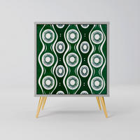 SIDEBOARD GREEN EYES, Grau, 57,5x42x75,5 cm, Goldfarbene Metallfüße - Goldfarben/Multicolor, Holzwerkstoff/Metall (57.5/75.5/42cm) - SpaceRebels