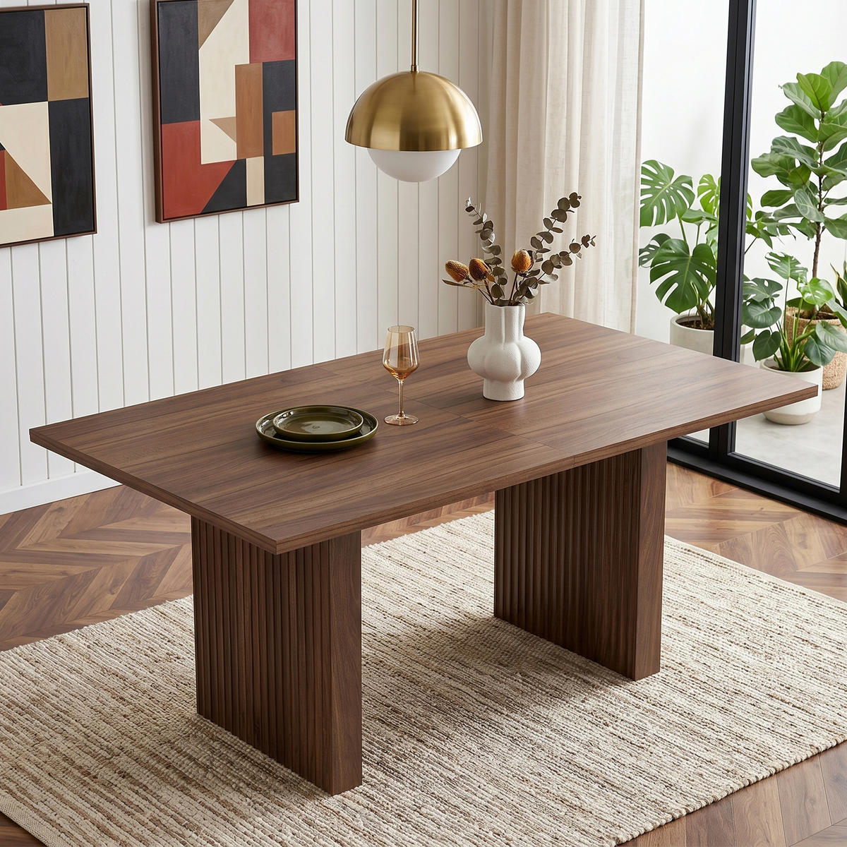 ESSTISCH Nussbaum ausziehbar 140-200cm 6-8 Personen 90cm - Walnussfarben, Holzwerkstoff (200/90/75cm) - FLIEKS