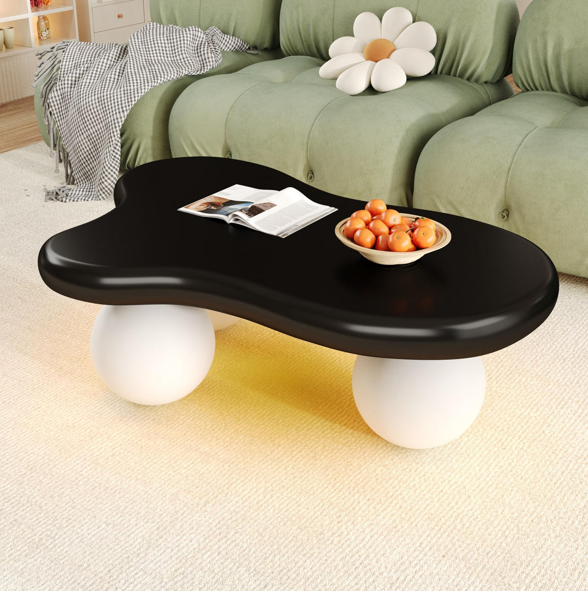 COUCHTISCH mit LED 95 x 62,5 x 32 cm MDF Schwarz Weiß - Schwarz, Kunststoff (95/62.5/32cm) - Meubliv