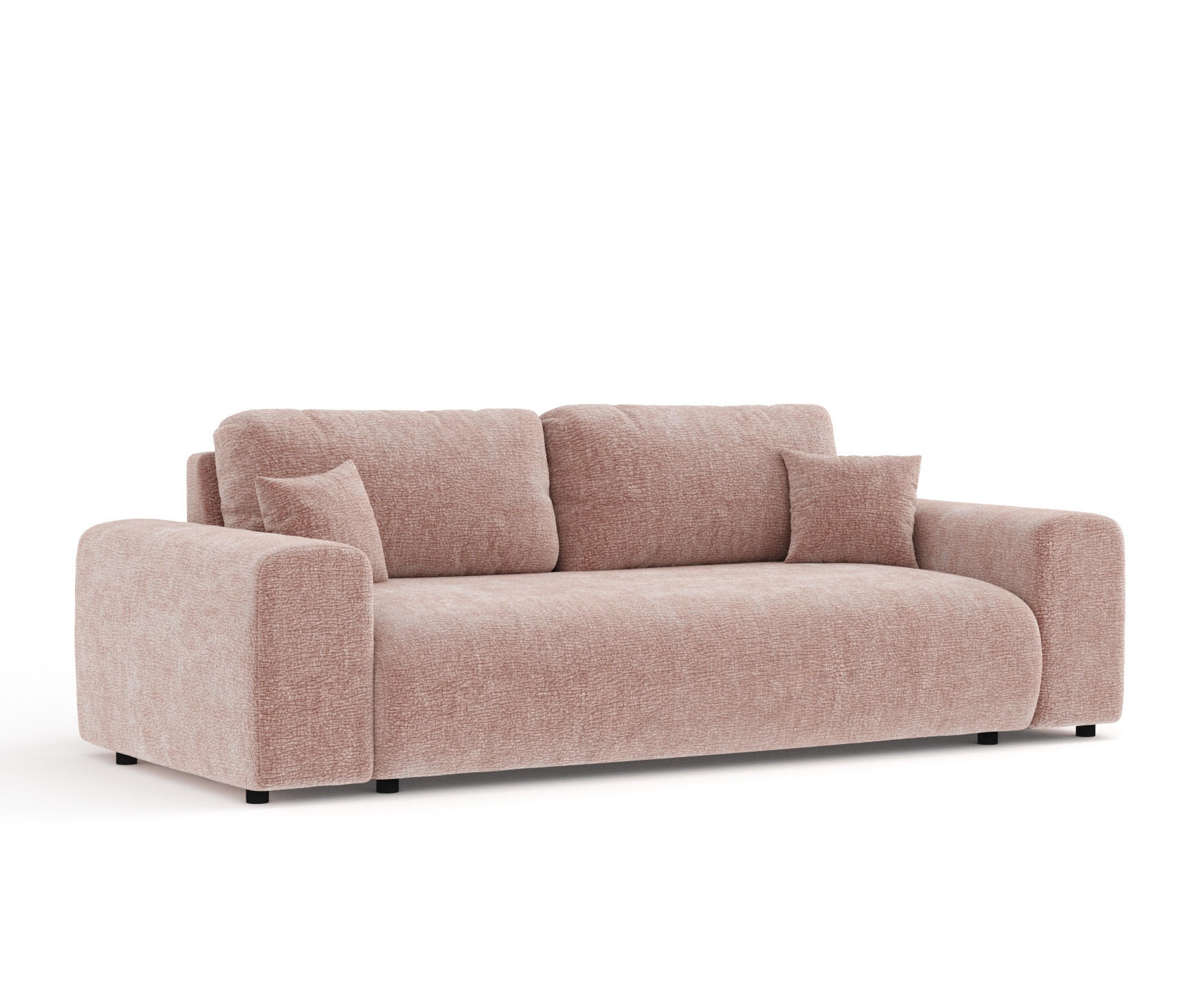 3-SITZER-SOFA Zanzibar Rosa Chenille - Schwarz/Rosa, Holz/Holzwerkstoff (213/79/108cm) - Maison de Reve