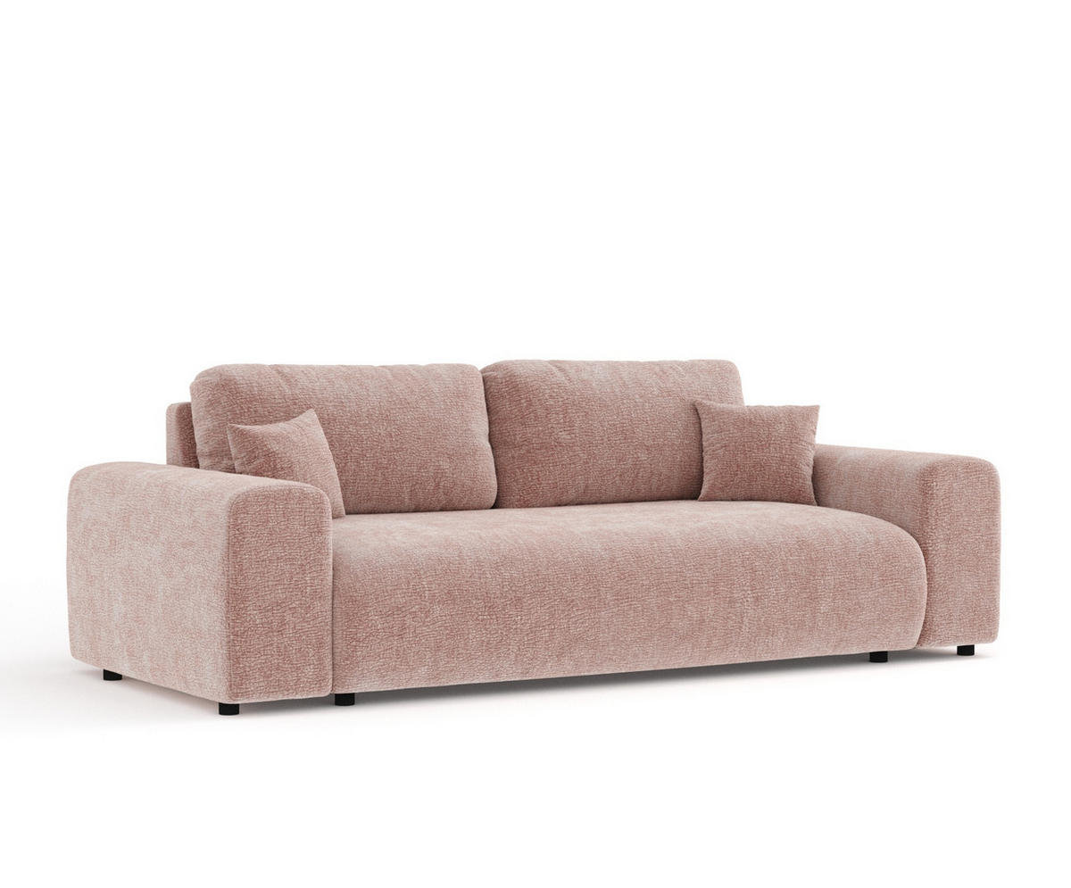 3-SITZER-SOFA Zanzibar Rosa Chenille - Schwarz/Rosa, Holz/Holzwerkstoff (213/79/108cm) - Maison de Reve