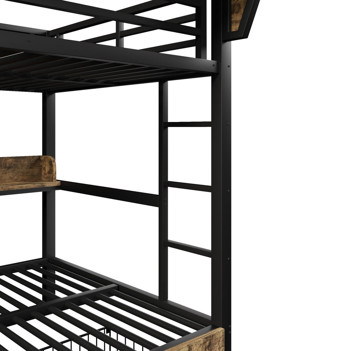 ETAGENBETT mit Stauraum und LED-Licht 140x200 cm Metall Schwarz - Schwarz, Metall (140/200cm) - Beauniv