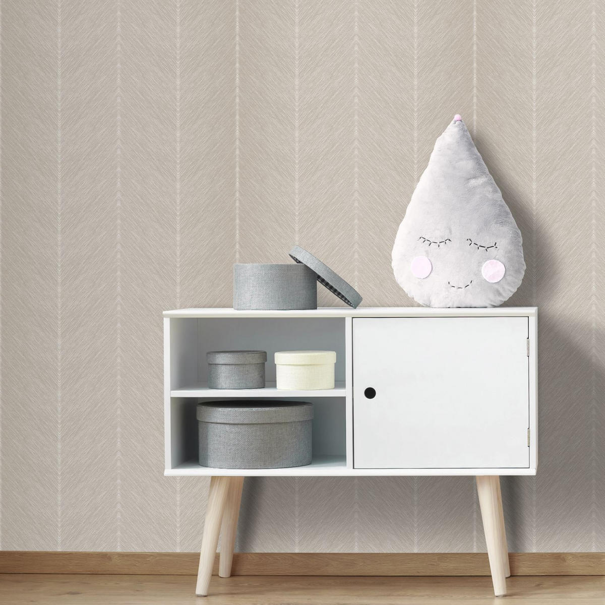 TAPETE Fischgrätmuster - Braun, Papier (53/1000cm) - Sanders & Sanders