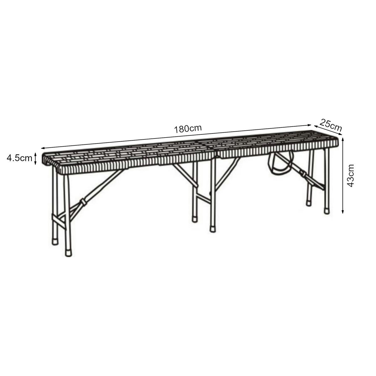 KLAPPBANK Mark - Schwarz, Kunststoff/Metall (180/43/25cm) - [en.casa]