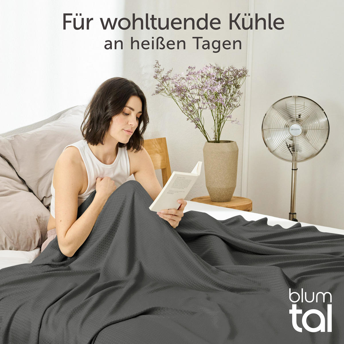 KÜHLDECKE Bambus Viskose 120x100 cm, Dunkelgrau - Anthrazit, Textil (120/100cm) - Blumtal