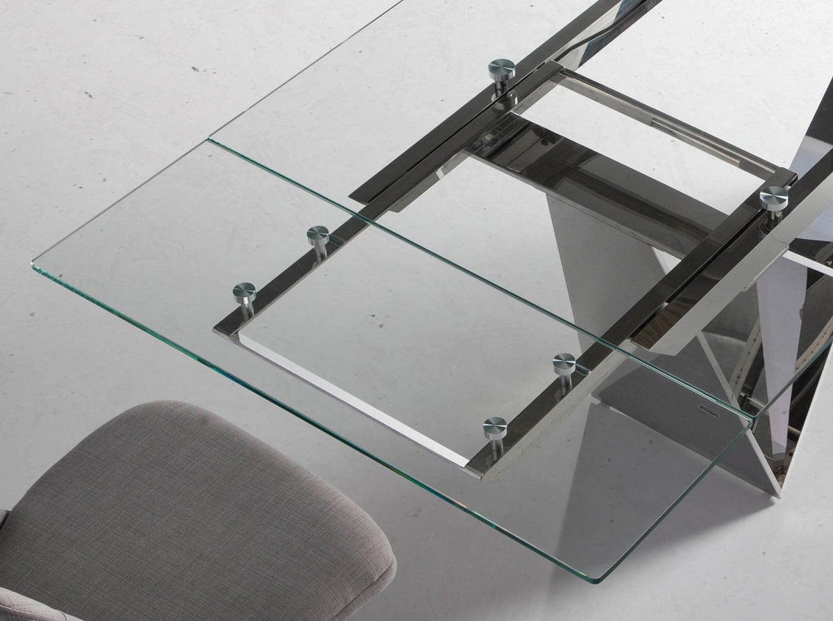 ESSTISCH Rechteckig Glas Stahl 160/90/75 cm - Edelstahlfarben/Transparent, Metall (90/160/75cm) - ANGEL CERDA