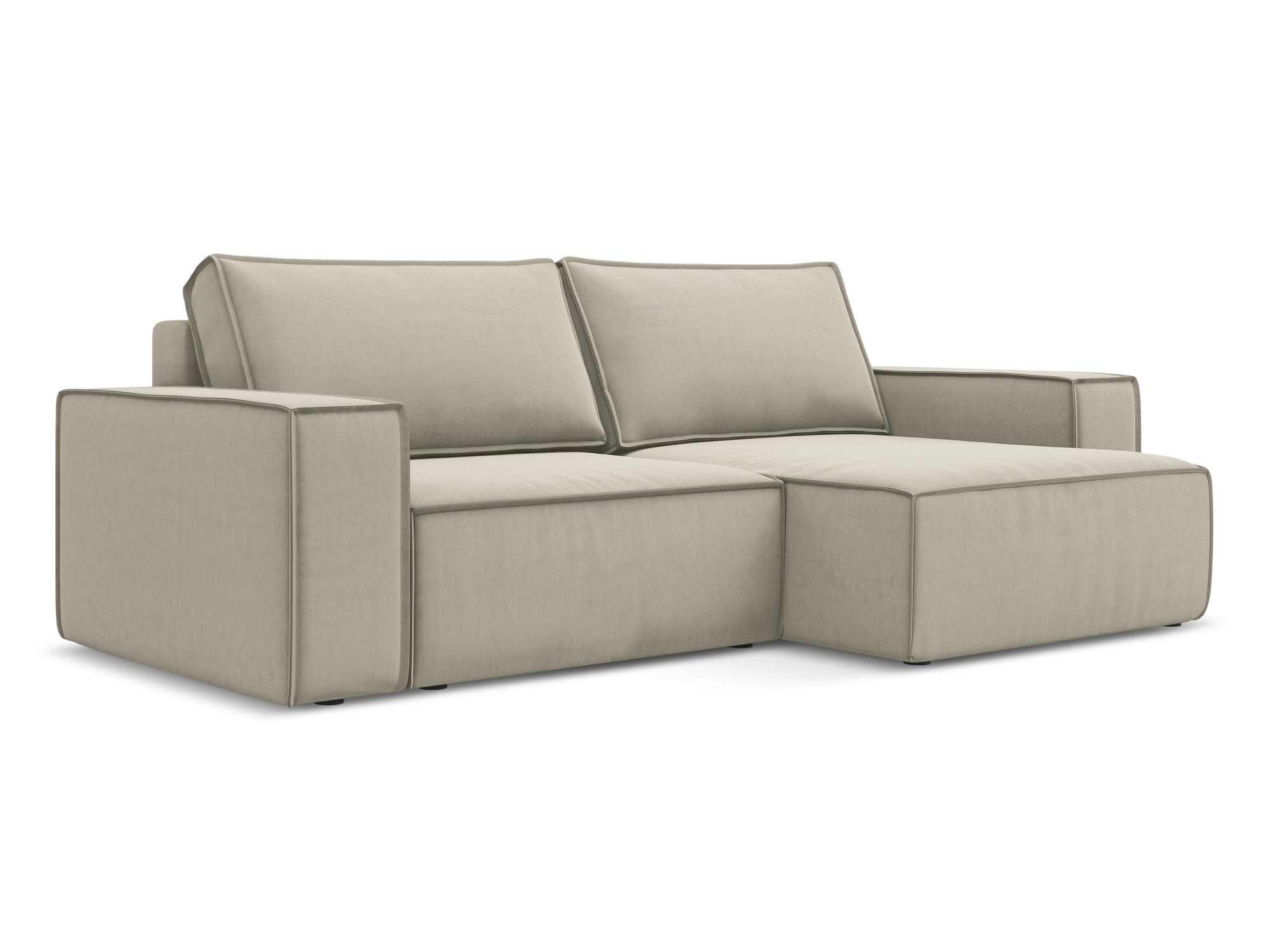 ECKSOFA mit Schlaffunktion Samt Stoff Creme - Perlmutt/Creme, Kunststoff/Textil (257/148cm) - Makamii