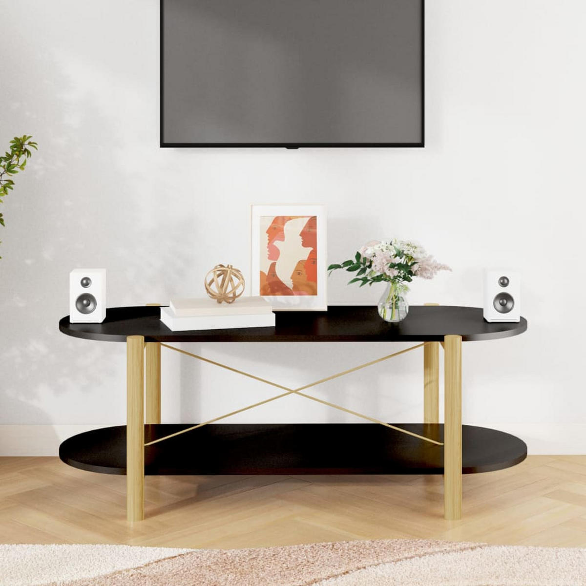 COUCHTISCH Schwarz 110x48x40 cm Holzwerkstoff - Schwarz, Holzwerkstoff (110/48/40cm) - furnicato
