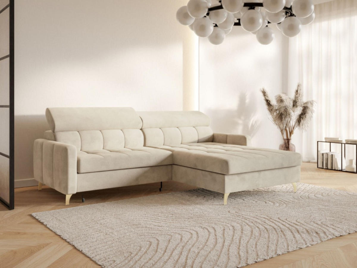 ECKSOFA Creme BAMBINO Mit Verstellbaren Kopfstützen Rechts - Beige/Creme, Textil (174/223cm) - Sepro Meble